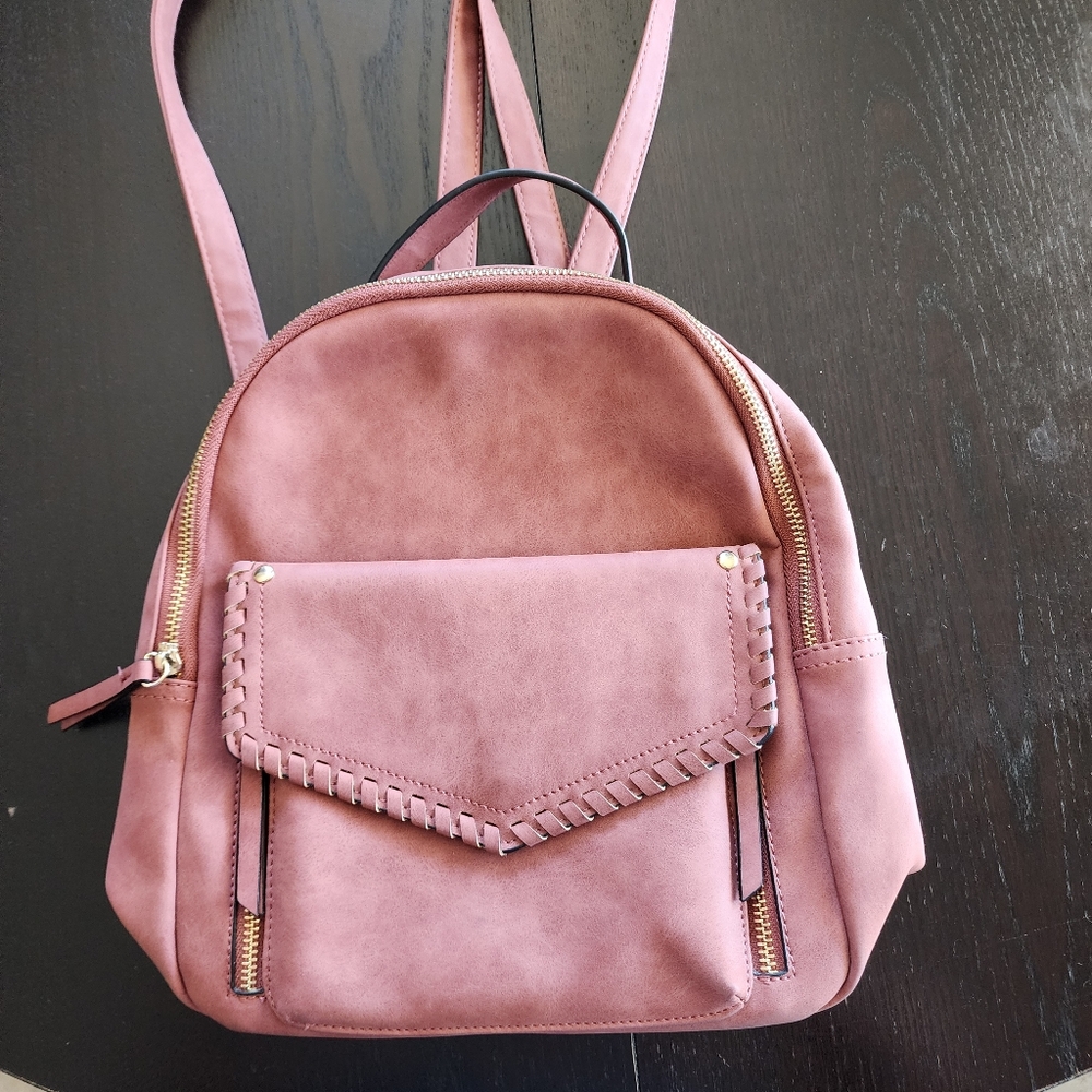 Beautiful Faux Leather Backpack Handbag Purse Purple Chic Boho Perfect Size